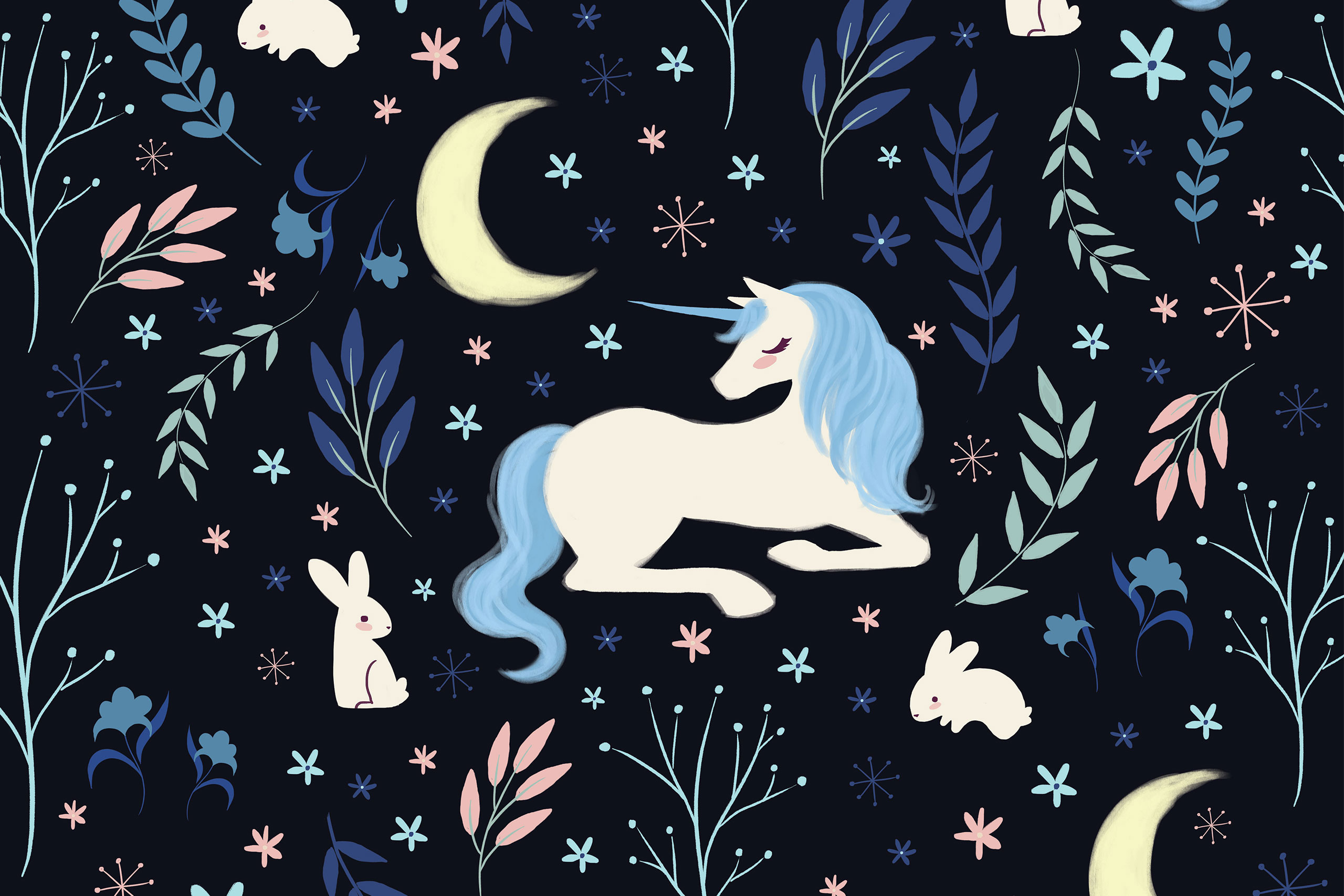 This Unicorn Moon pattern by Lauren Metzler works great for nursery items... baby sheets, quilts, blankets and clothes!
