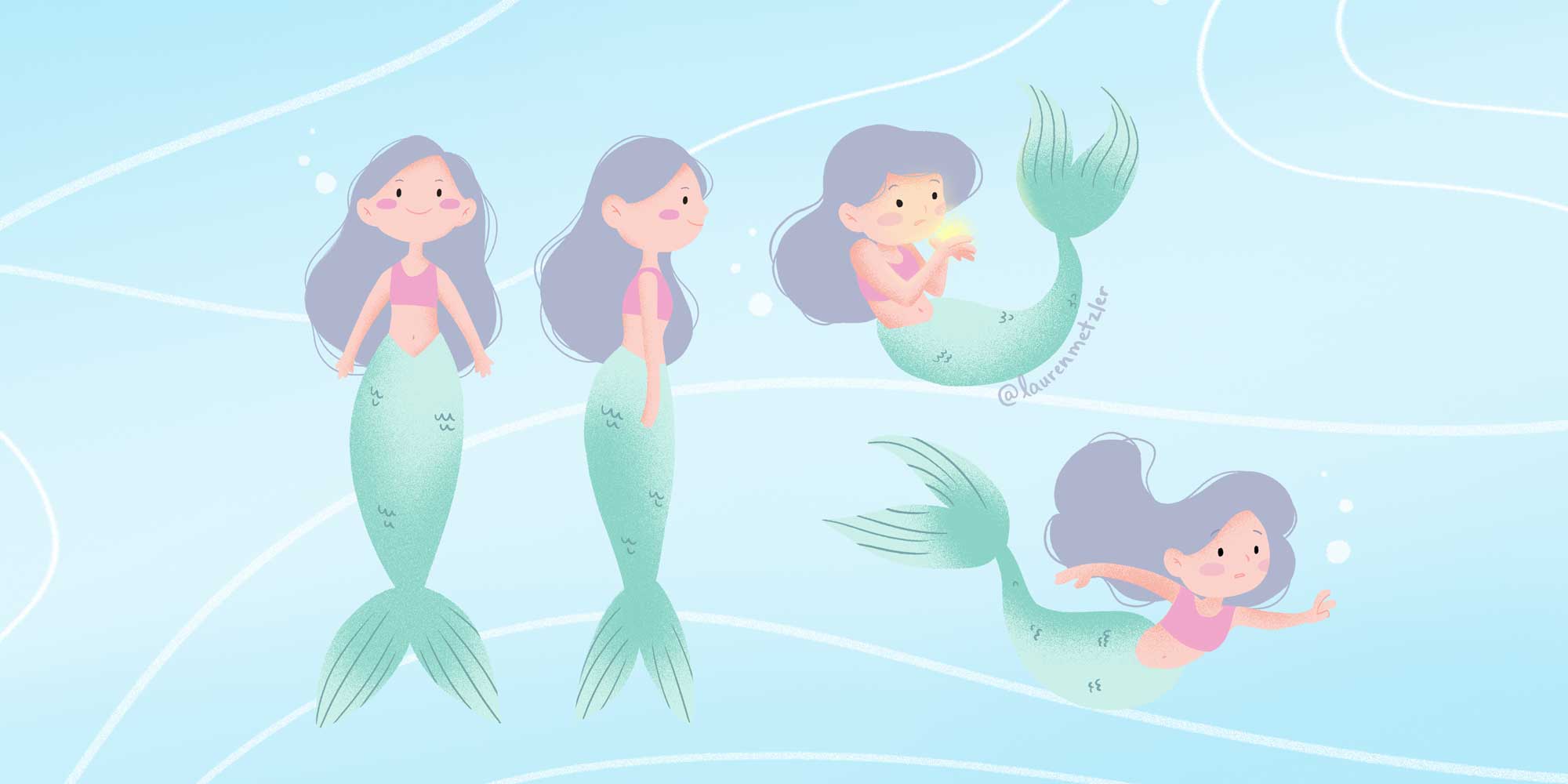 Mermaid Children’s Book illustration by Lauren Metzler