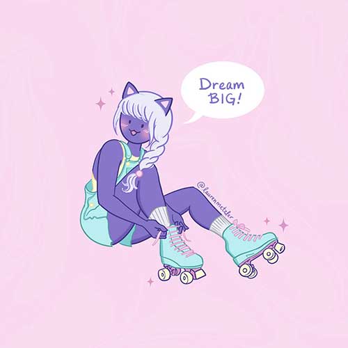 Lauren Metzler roller derby kitty illustration