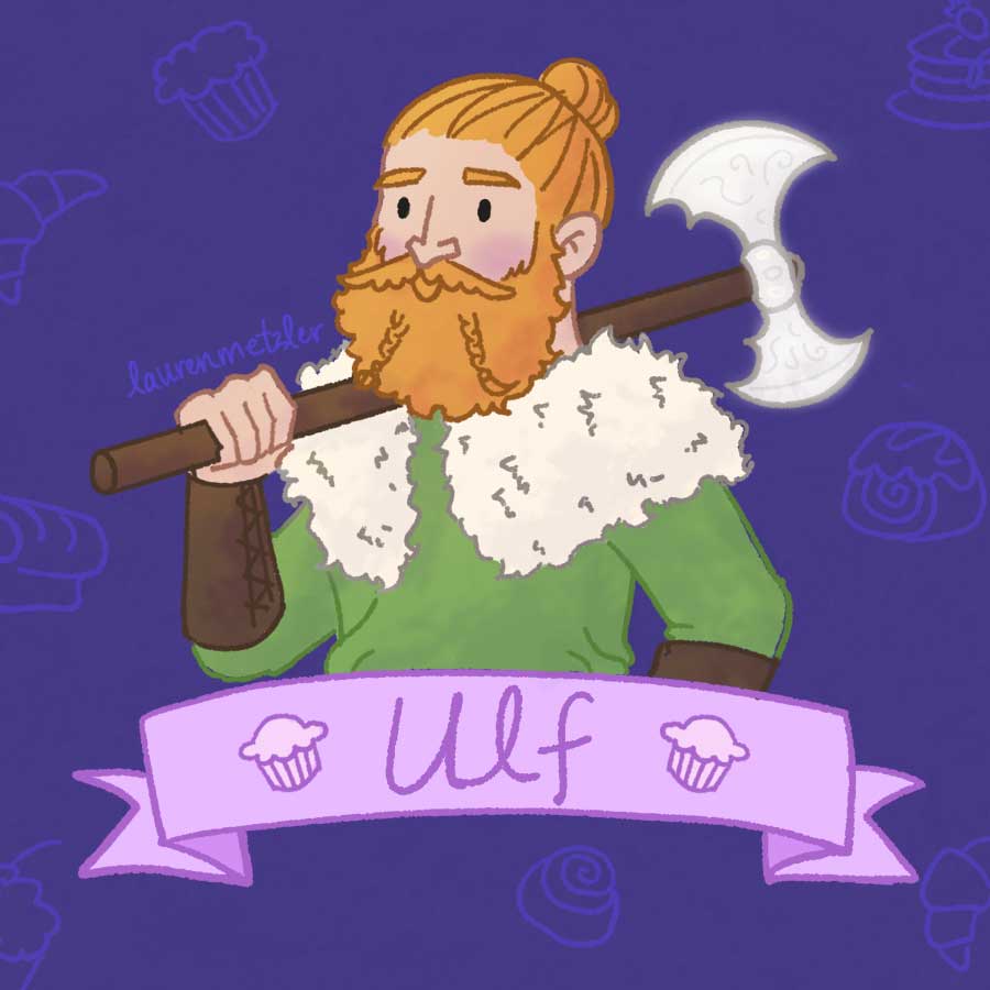 Ulf Viking character design for Side Quest comic by Lauren Metzler