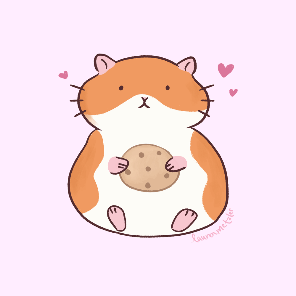 cute hamster animation eating cookie